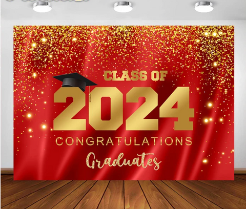 In Red Graduation Backdrop (Material: Vinyl)