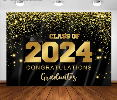 In Black Graduation Backdrop (Material: Vinyl)