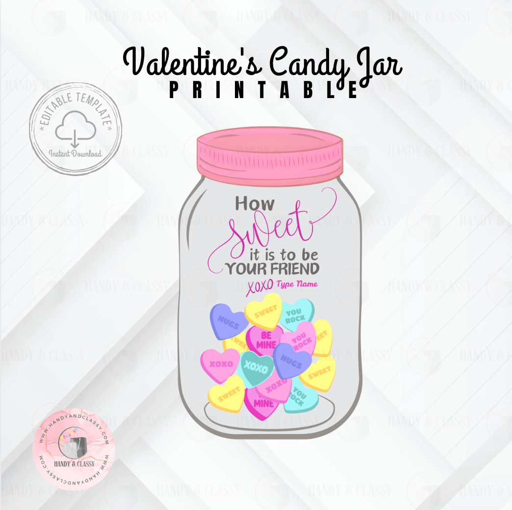 Valentine's Candy Jar (EDITABLE) Printable