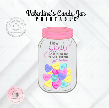 Valentine's Candy Jar (EDITABLE) Printable