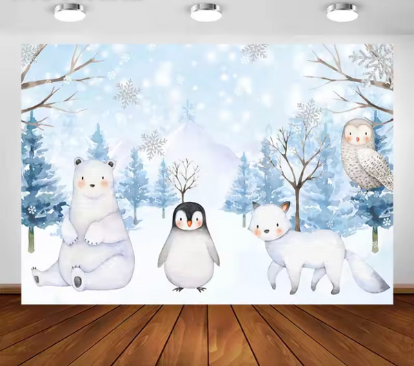 Winter wonderland in the Forest Backdrop (Material: Vinyl or Cotton)