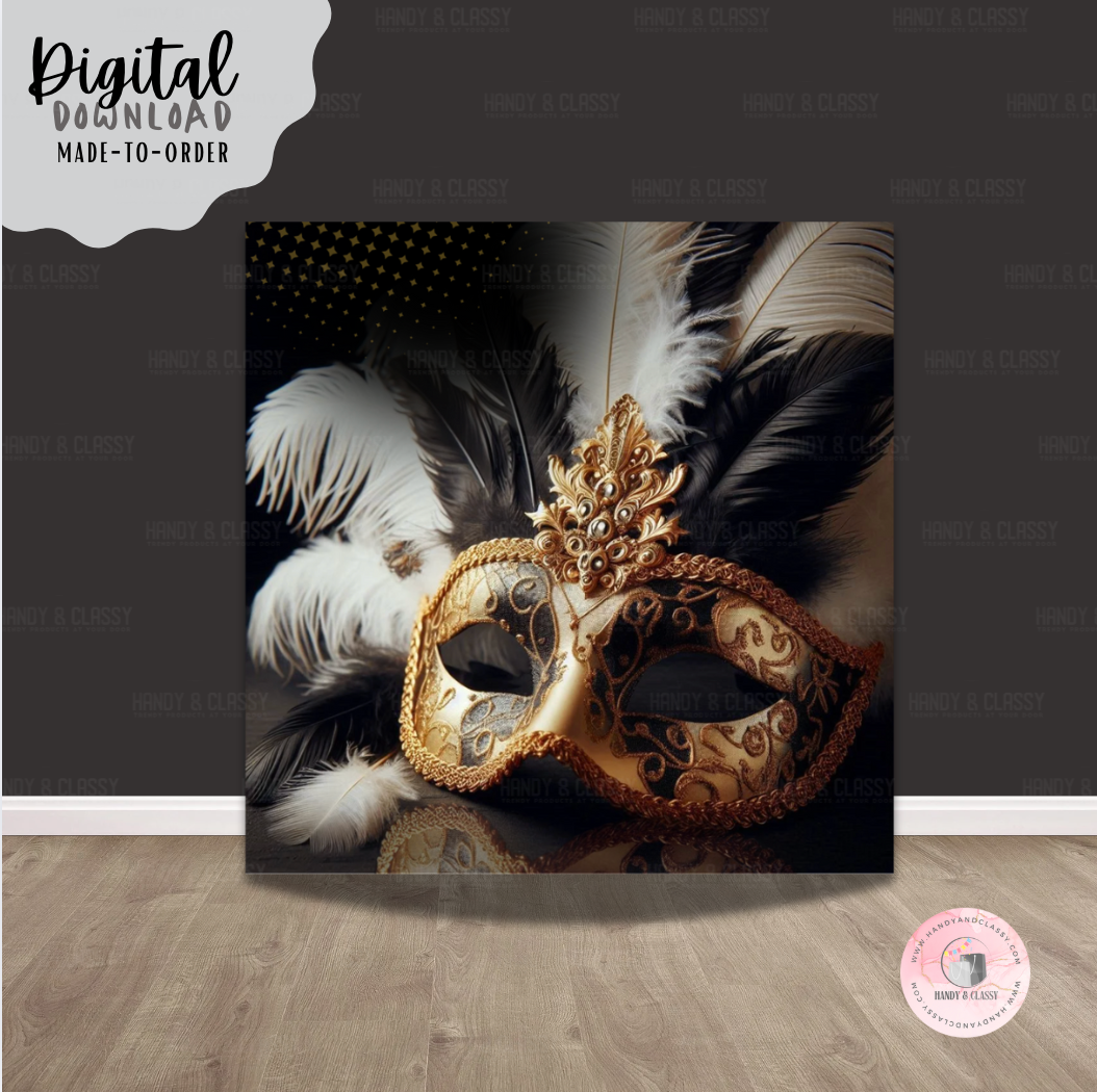 Masquerade Black, White & Gold Design (Digital File)