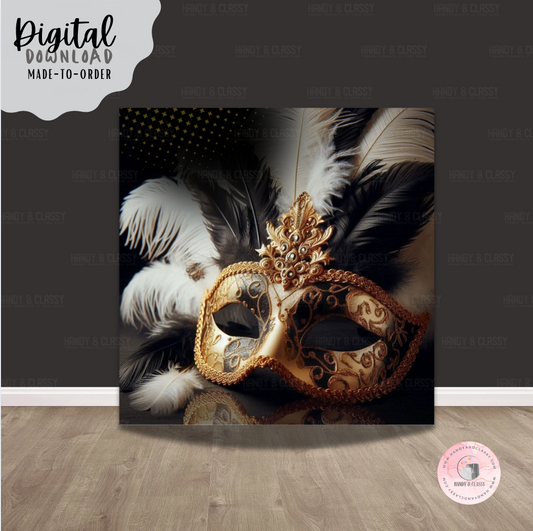Masquerade Black, White & Gold Design (Digital File)
