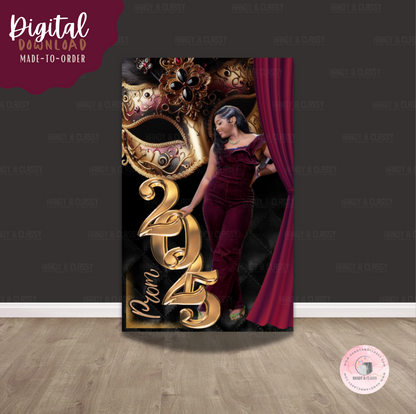 Masquerade Red, Black & Gold Design (Digital File)