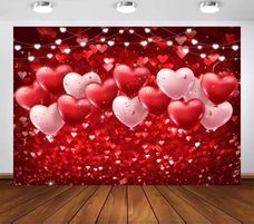 Red Heart Balloons Backdrop (Material: Vinyl)