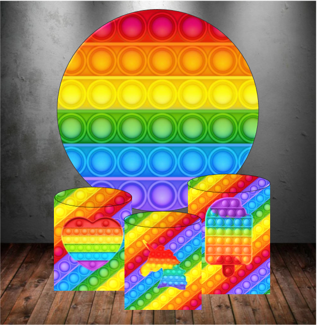 Matching Custom Round Backdrop + Custom Pedestal Covers (Material: Polyester)