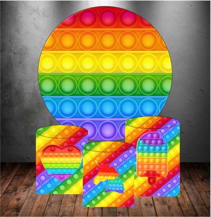 Matching Custom Round Backdrop + Custom Pedestal Covers (Material: Polyester)