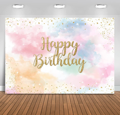 Pastel Birthday Backdrop (Material: Vinyl)