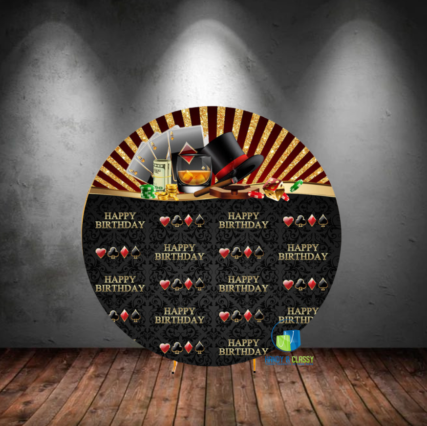 Casino Step&Repeat Round Cover (Material: Polyester)