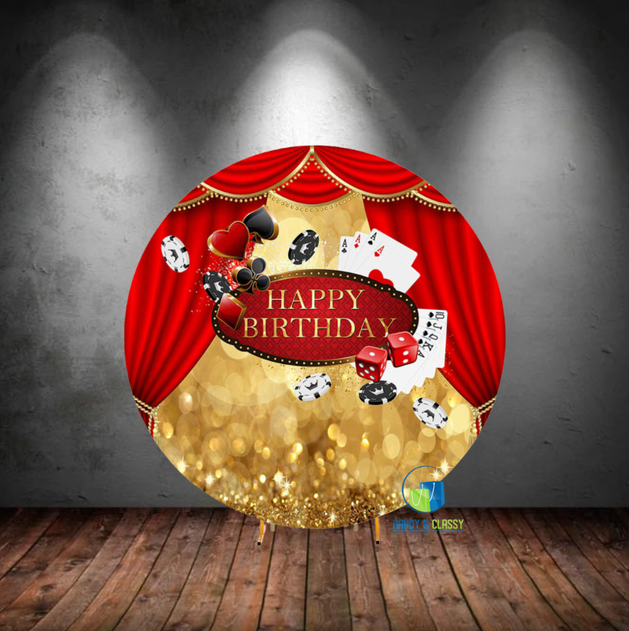 Casino Gold&Red Round Cover (Material: Polyester)