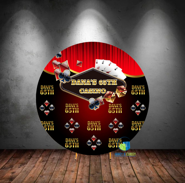 Casino Game Night Round Cover (Material: Polyester)