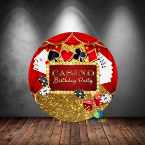 Casino in Gold Round Cover (Material: Polyester)