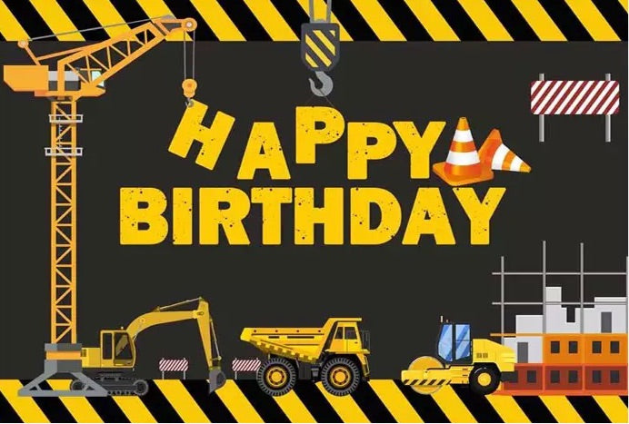 Construction Birthday Backdrop (Material: Vinyl)