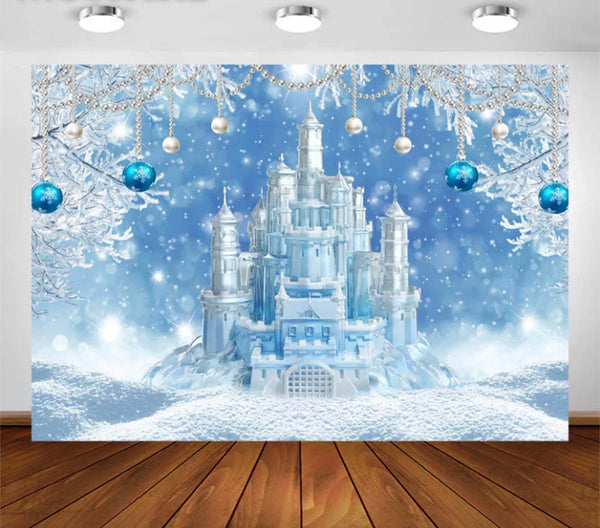 Blue Frozen Castle Backdrop (Material: Vinyl)