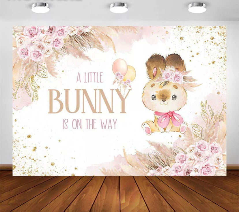 Pink Bunny Backdrop (Material: Vinyl)