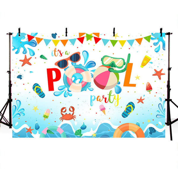 It’s a Pool Party Backdrop (Material: Vinyl)