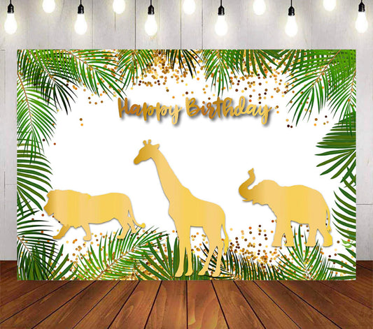 Happy Gold Birthday Backdrop (Material: Vinyl)