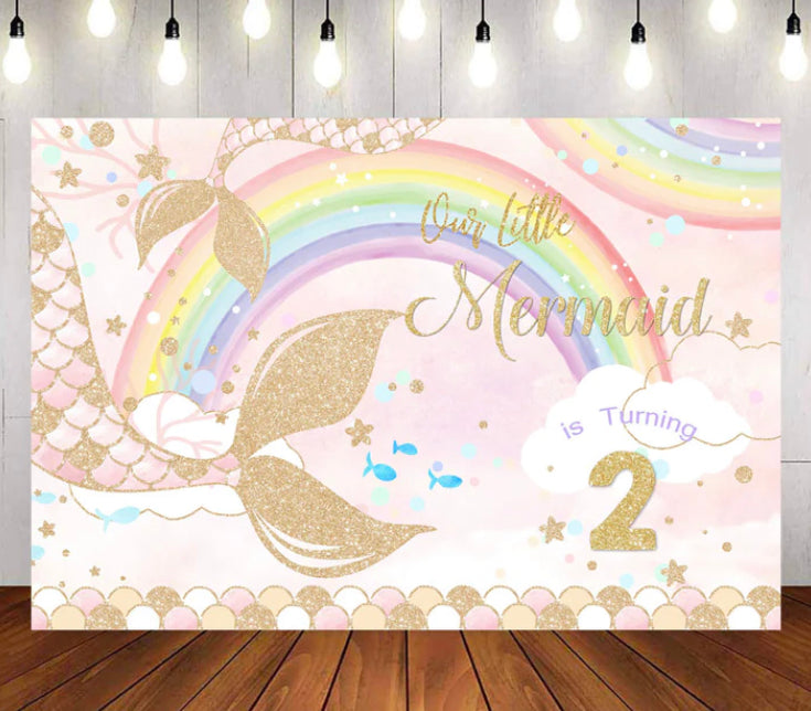 Mermaid Party Backdrop (Material: Vinyl)