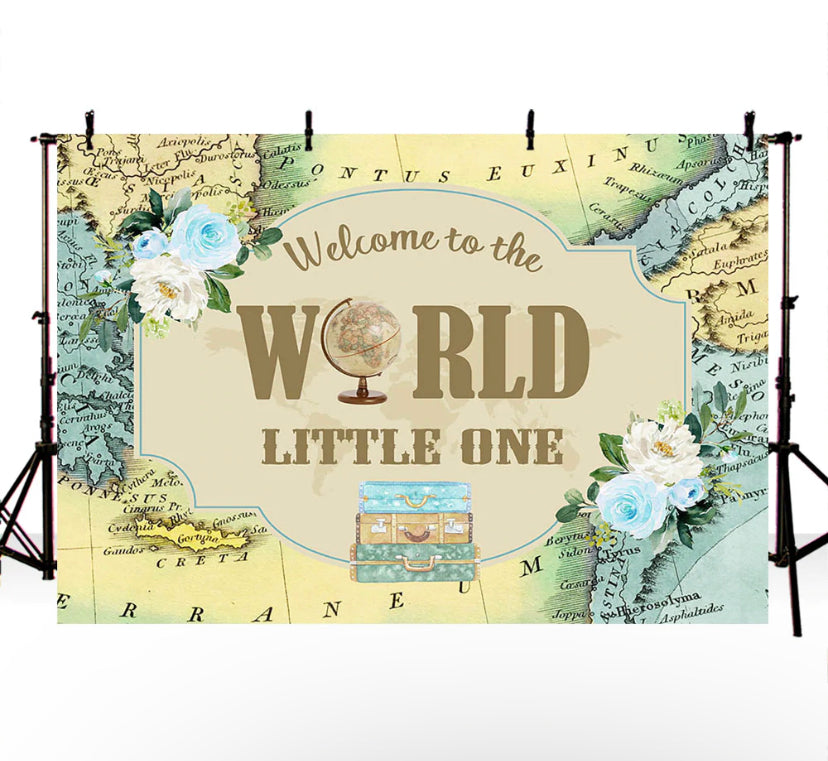 Welcome to the World - BLUE Backdrop (Material: Vinyl)