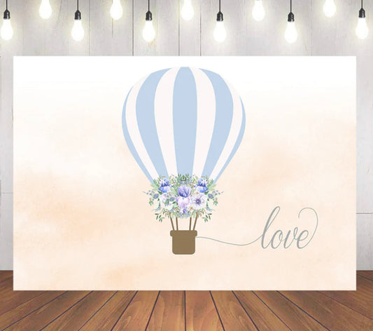 Blue Hot Air Balloon Backdrop (Material: Vinyl)