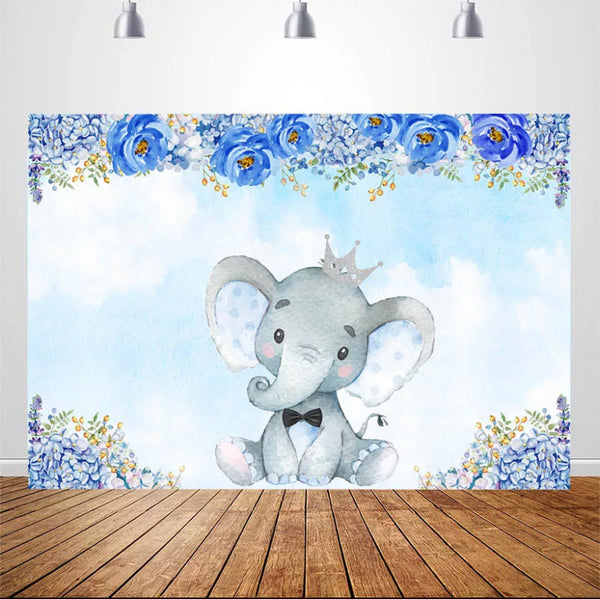 In Blue Elephant Backdrop (Material: Vinyl)