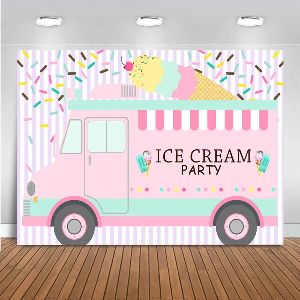 Ice Cream Party Backdrop (Material: Vinyl)