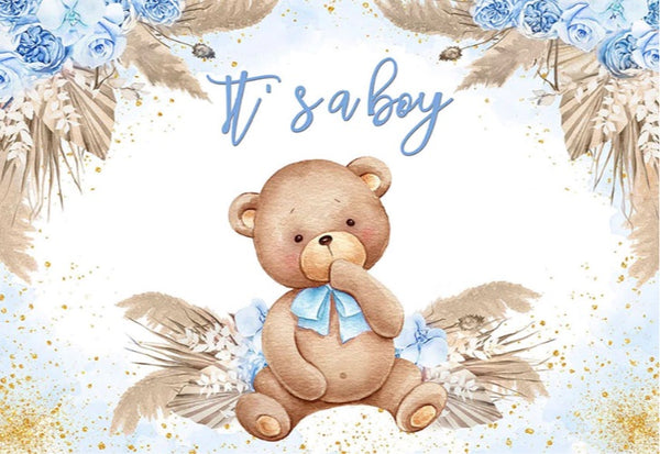 Blue and a Teddy Backdrop (Material: Vinyl)