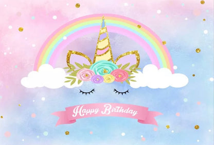 Rainbow Unicorn Backdrop (Material: Vinyl)