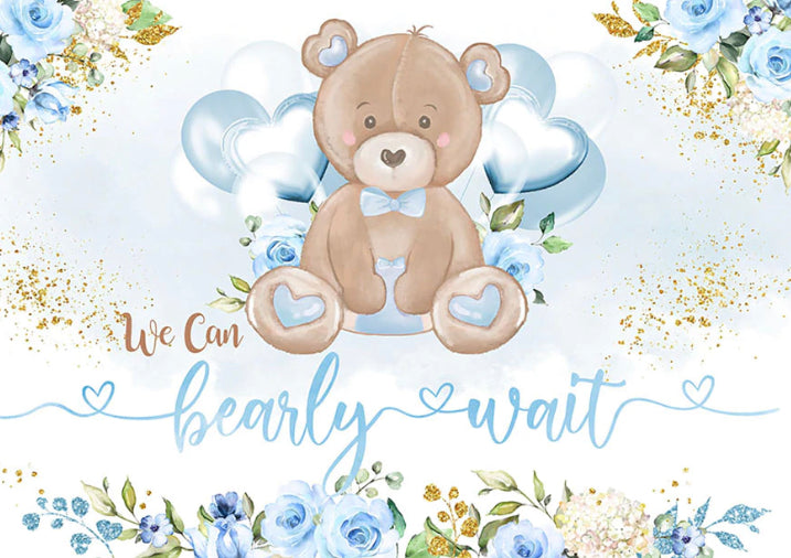Blue Teddy Backdrop (Material: Vinyl)