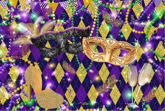 Mardi Gras & Masquerade Backdrop (Material: Vinyl)