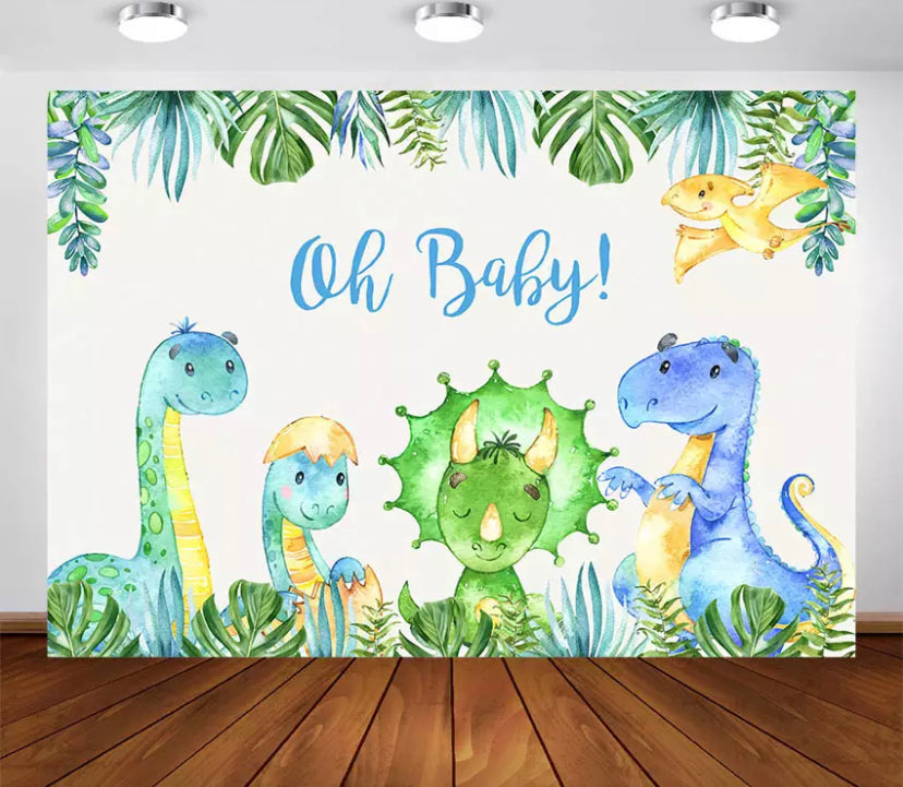 Pastel Dinosaurios Backdrop