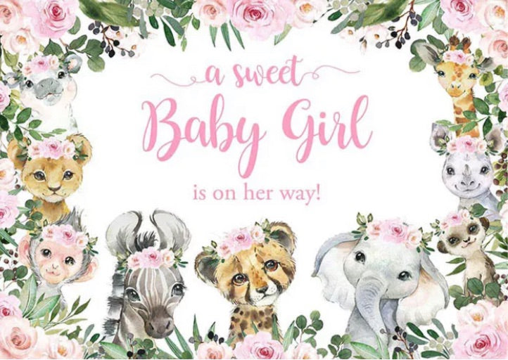 Girl Baby Jungle Backdrop (Material: Vinyl)