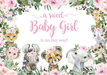 Girl Baby Jungle Backdrop (Material: Vinyl)