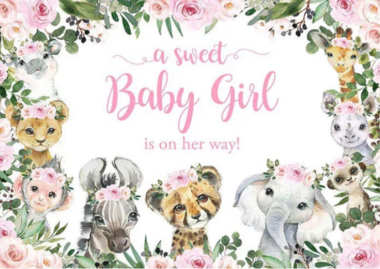 Girl Baby Jungle Backdrop (Material: Vinyl)