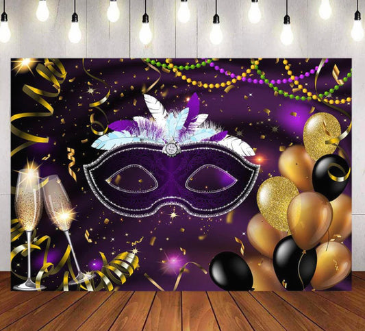 Masquerade Party Backdrop (Material: Vinyl)