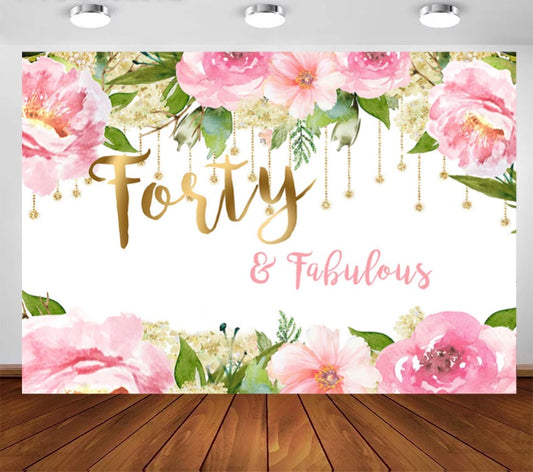 My Birthday & Fabulous Backdrop (Material: Vinyl)