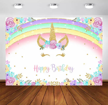 Golden Unicorn Backdrop (Material: Vinyl)