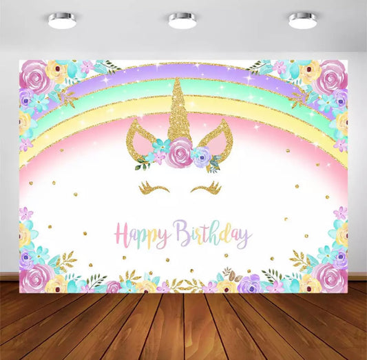 Golden Unicorn Backdrop (Material: Vinyl)