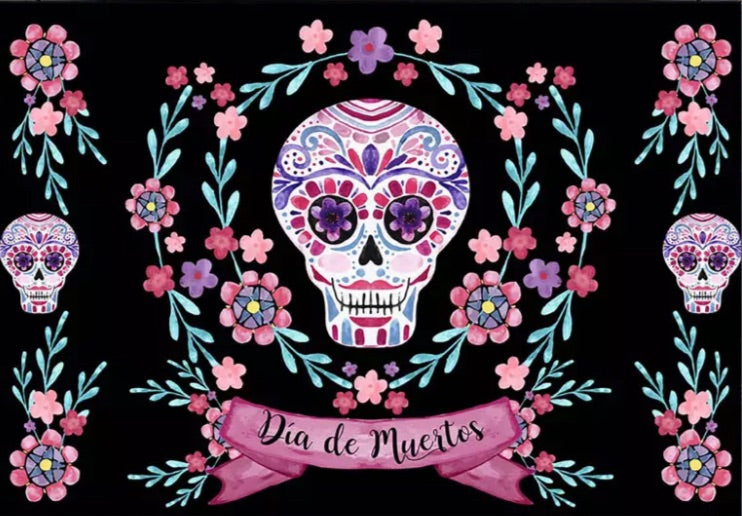 Day of the Dead with Flores Backdrop (Material: Vinyl)