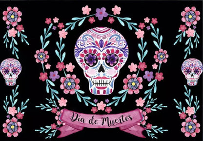 Day of the Dead with Flores Backdrop (Material: Vinyl)
