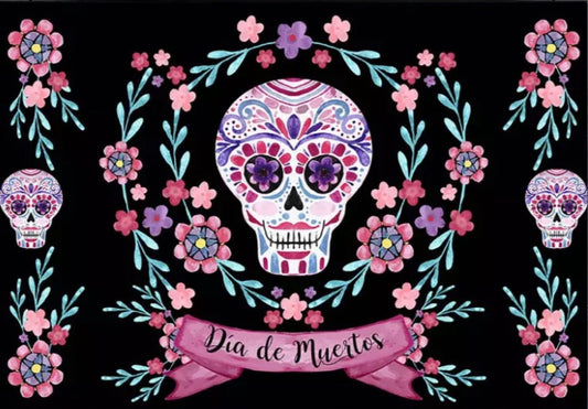 Day of the Dead with Flores Backdrop (Material: Vinyl)