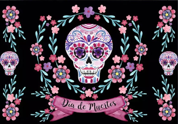 Day of the Dead with Flores Backdrop (Material: Vinyl)