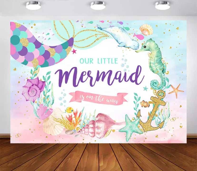 A Mermaid on it’s way Backdrop (Material: Vinyl)