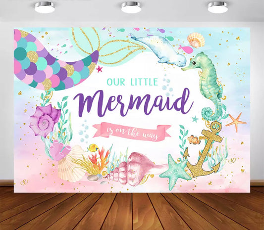 A Mermaid on it’s way Backdrop (Material: Vinyl)