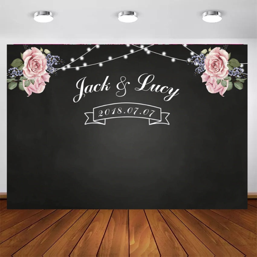 Wedding He & She Backdrop (Material: Vinyl)