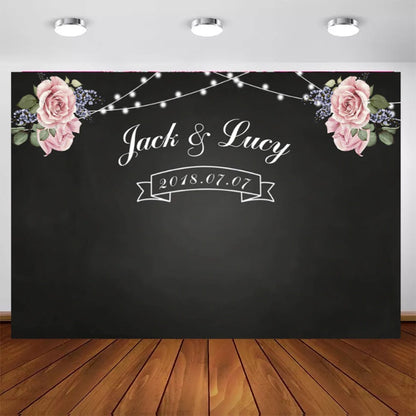 Wedding He & She Backdrop (Material: Vinyl)