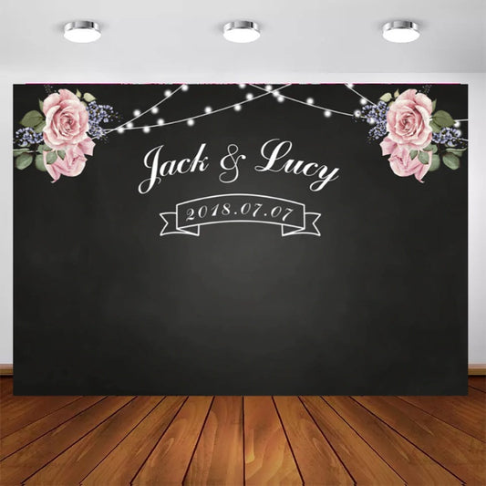 Wedding He & She Backdrop (Material: Vinyl)