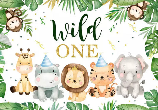 Jungle Birthday Backdrop (Material: Vinyl)
