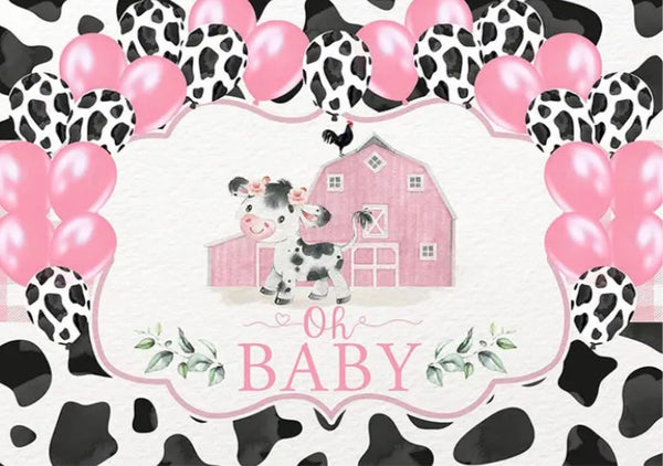 A Cow in the Barn Backdrop (Material: Vinyl)