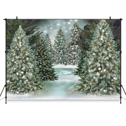 Green Christmas Tree Backdrop (Material: Vinyl)